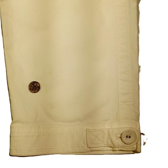 Eddie Bauer SHAW Pants  sz 8  White  Corduroy  Capris  Button detail Pockets GUC - Picture 9 of 12